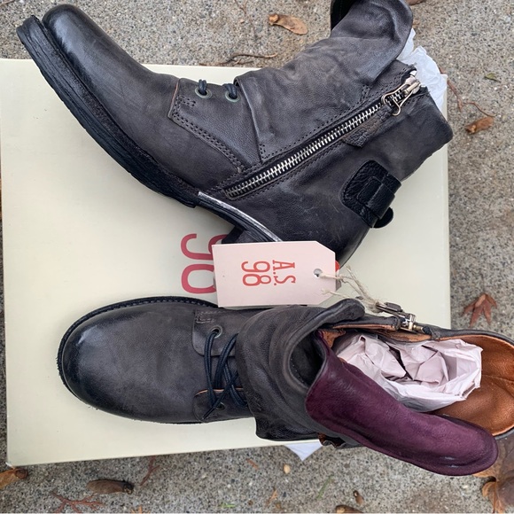 A.S.98 size 37, 6.5-7, LEATHER ANKLE BOOTS dark gray smoke color, airstep Simon - Picture 6 of 9